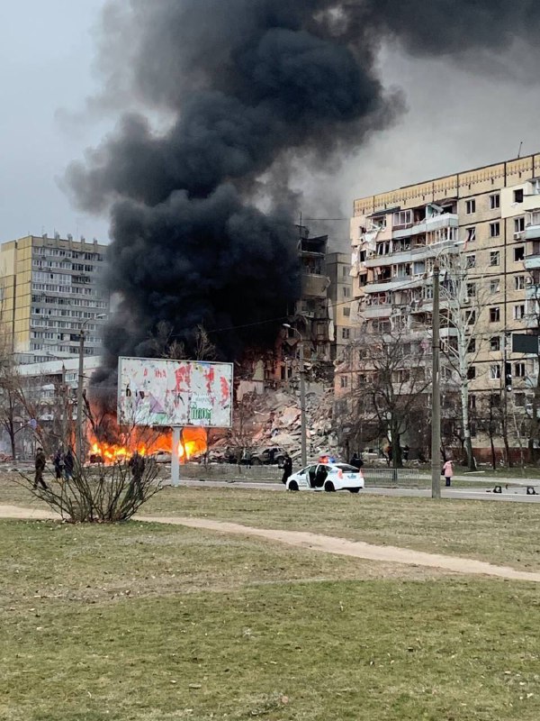 Rescue operation ongoing after missile hit high-rise residential apartments block in Dnipro city, people under the rubble