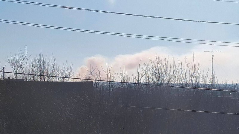 Smoke raising in Schebekyne after explosions