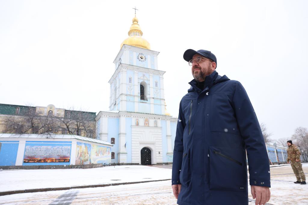 Charles Michel: Back in Kyiv for the EU-Ukraine Summit with @ZelenskyyUa @vonderleyen and @JosepBorrellF. There will be no let up in our resolve.  We will also support you every step of the way on your journey to the EU