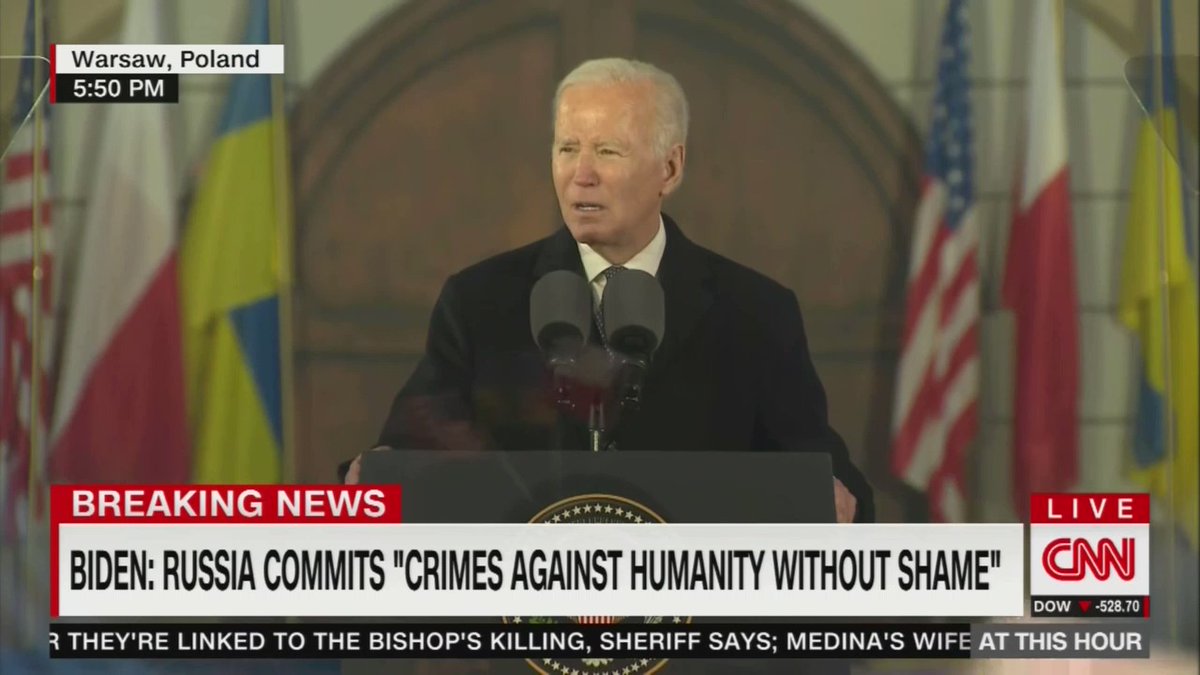 Biden addresses the Russian people: The US and the nations of Europe do not seek to control or destroy Russia. The West was not plotting to attack Russia, as Putin said today. This war was never a necessity. It's a tragedy. President Putin chose this war