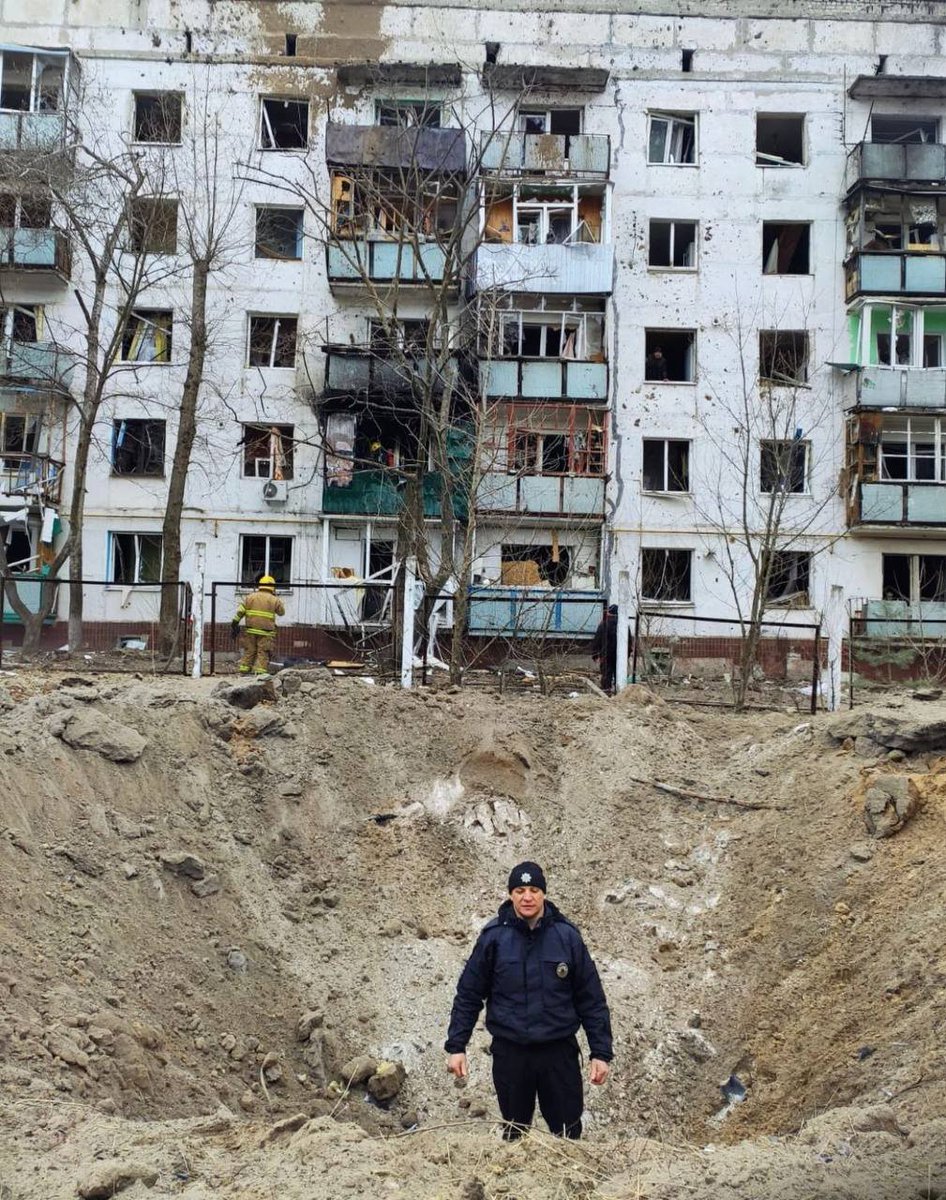 Damage in Chuhuiv as result of Russian missile strike this morning