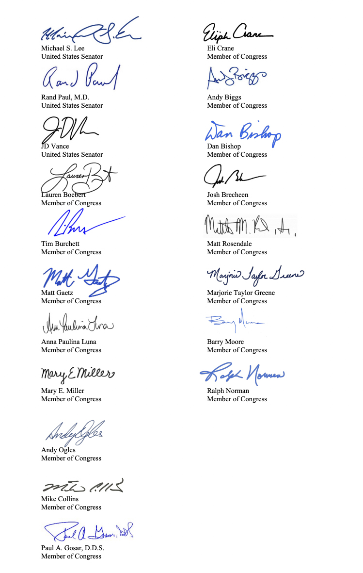 A group of Republican lawmakers to @POTUS: Unrestrained U.S. aid for Ukraine must come to an end, and we will adamantly oppose all future aid packages unless they are linked to a clear diplomatic strategy designed to bring this war to a rapid conclusion.