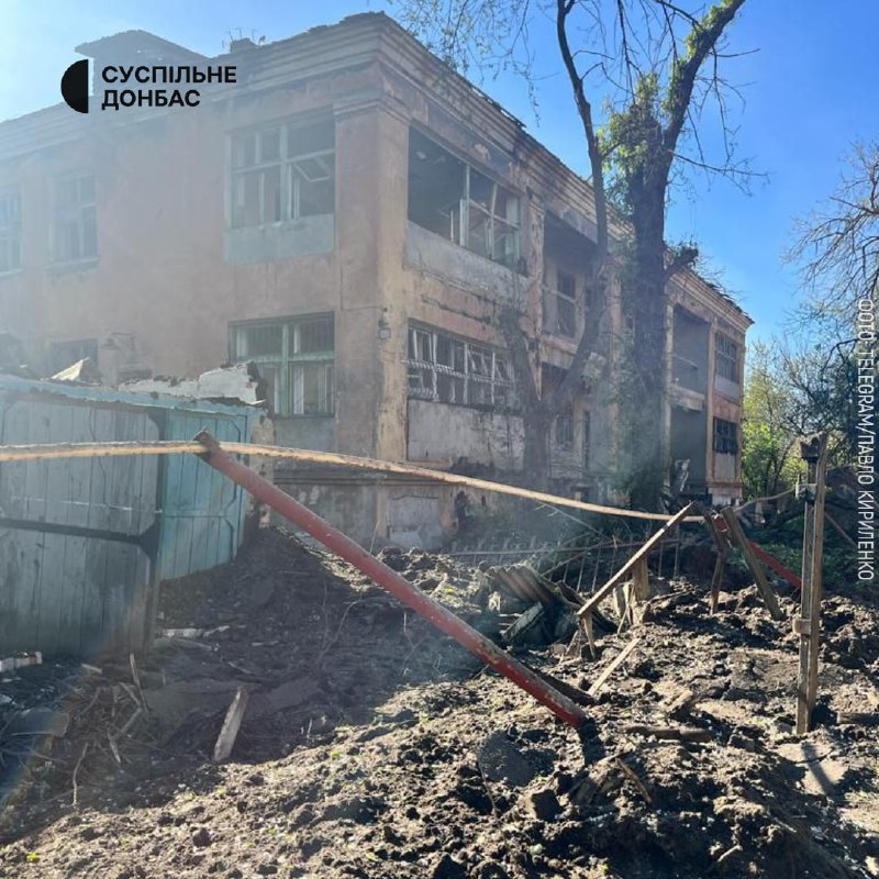 Destruction as result of Russian missile strike in Kramatorsk