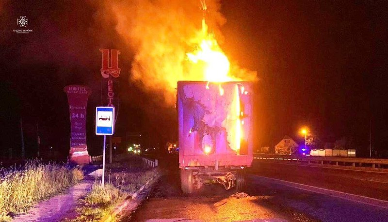 Debris of a missile destroyed a truck on Kyiv-Chop highway near Mila village