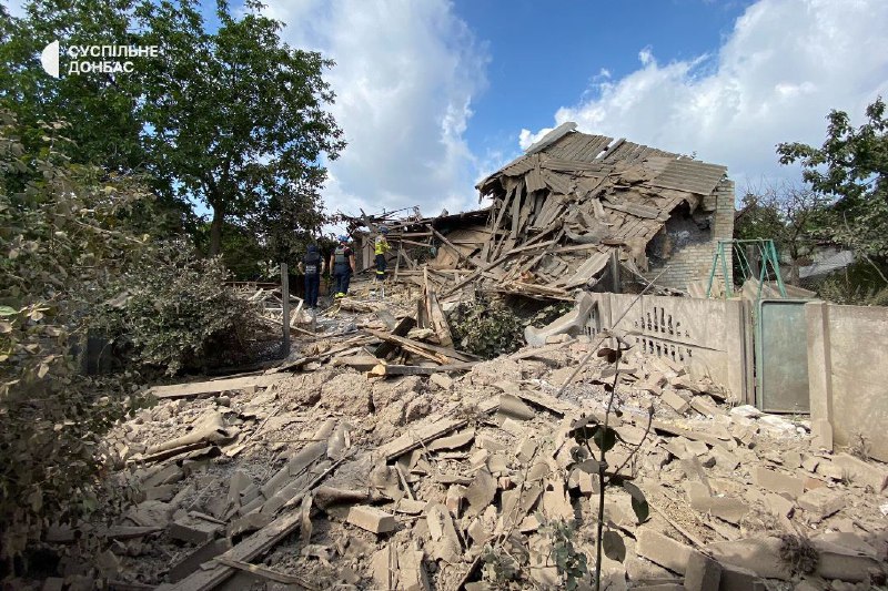 Damage as result of Russian shelling in Kostiantynivka of Donetsk region with MLRS GRAD. 2 person killed