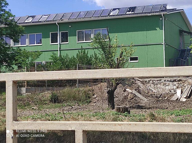 Damage to a school as result of shelling in Antonivka of Kherson region