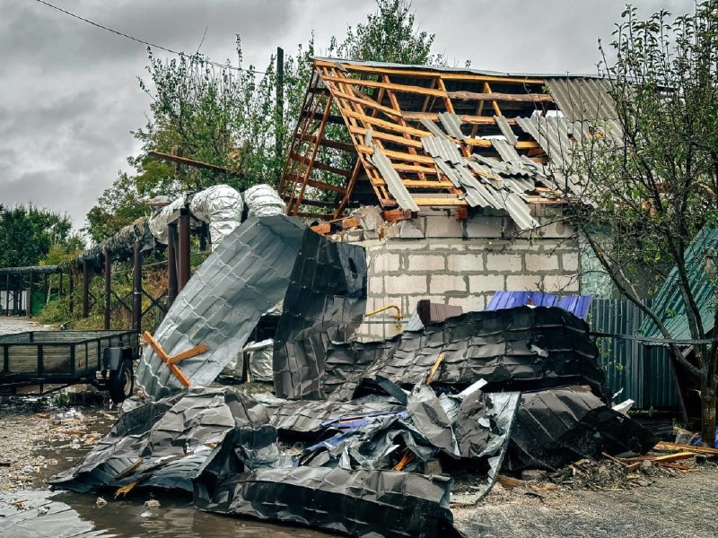 Damage to residential infrastructure as result of missile strike in Myrhorod