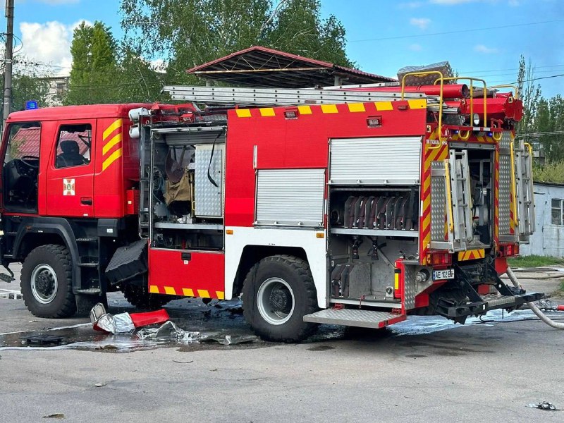 Russian drone hit firetruck at the site of shelling in Nikopol