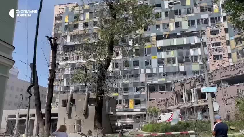 Destruction at the Okhmatdyt children hospital in Kyiv as result of Russian missile attack