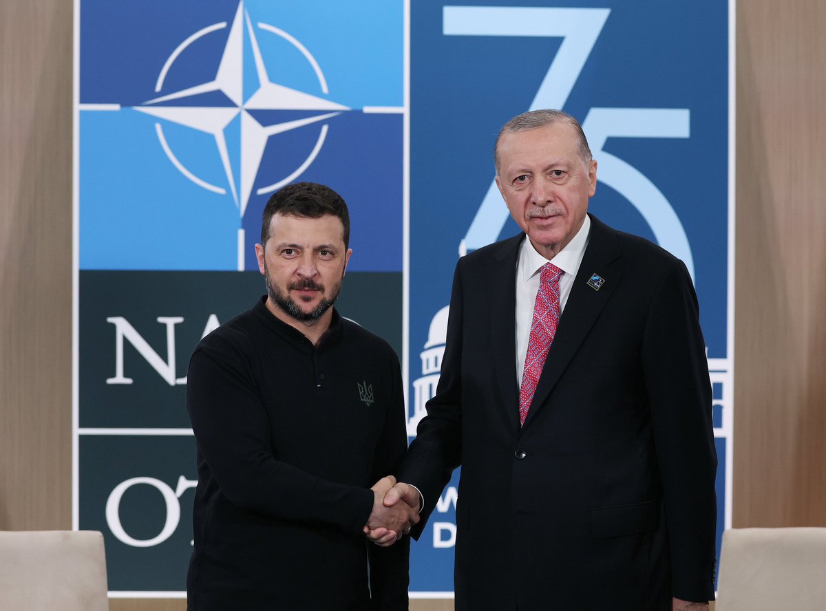 Erdogan meets Zelenskiy in Washington. “During the meeting, President Erdoğan stated that Turkiye continues its efforts to end Ukraine-Russia war with a just peace, and that work has begun to revitalize the Black Sea Grain Initiative. President Erdoğan also stated that Turkiye is ready for any initiative, including mediation, to lay the groundwork for peace.”