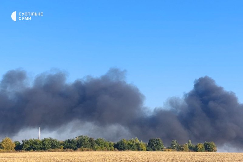 Thick smoke in Sumy after Russian air strike