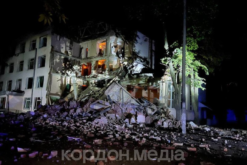 University building is partially destroyed in Sumy as result of Russian airstrike