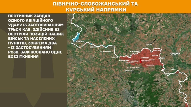 At Kursk and North Slobozhansky(Sumy) direction Ukrainian forces have repelled 1 Russian army assault, - General Staff of Armed Forces of Ukraine reports