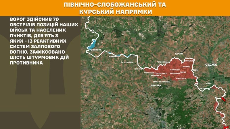 At Kursk and North Slobozhansky(Sumy) direction Ukrainian forces have repelled 6 Russian army assaults, - General Staff of Armed Forces of Ukraine reports