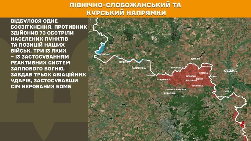 At Kursk and North Slobozhansky(Sumy) direction Ukrainian forces have repelled 1 Russian army assault, - General Staff of Armed Forces of Ukraine reports